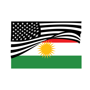 Kurdish Flag and American Flag Together T-Shirt