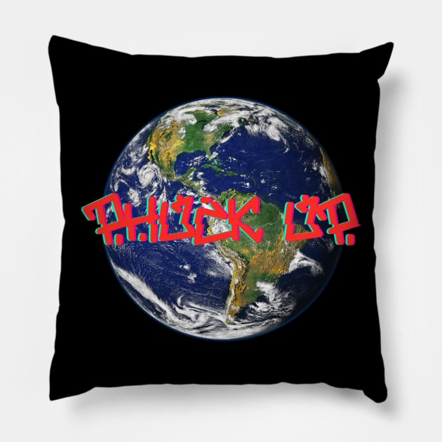 phuck up glitch globe Pillow by PHUCK_UP