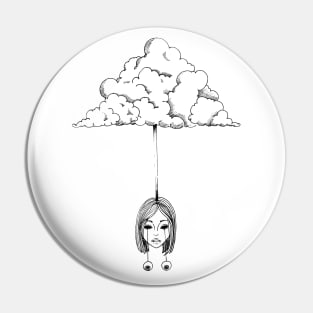 High as a cloud black line art illustration by shoosh Pin