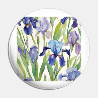 Watercolor study of blue irises Pin