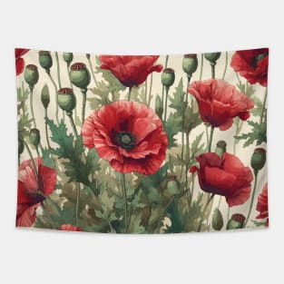 Red Poppy Flower Tapestry