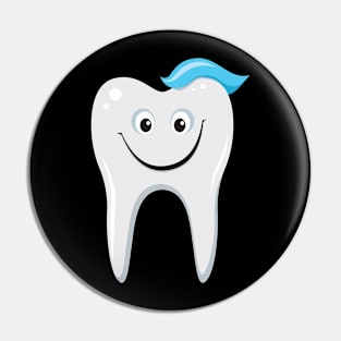 Happy tooth with toothpaste Pin