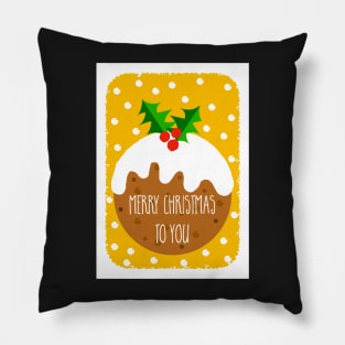 Christmas Pudding Festive Greeting ( yellow version ) Pillow