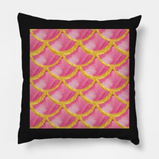 Mermaid Pattern Gold pink Pillow