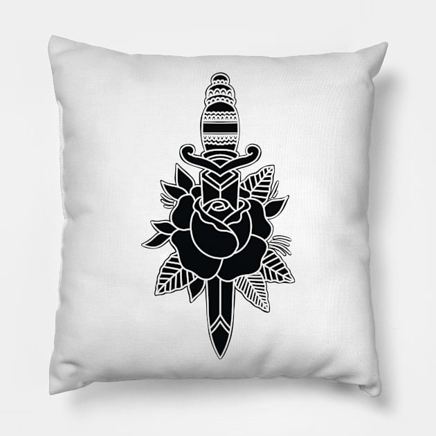 HomeSchoolTattoo Dagger and Rose Pillow by HomeSchoolTattoo