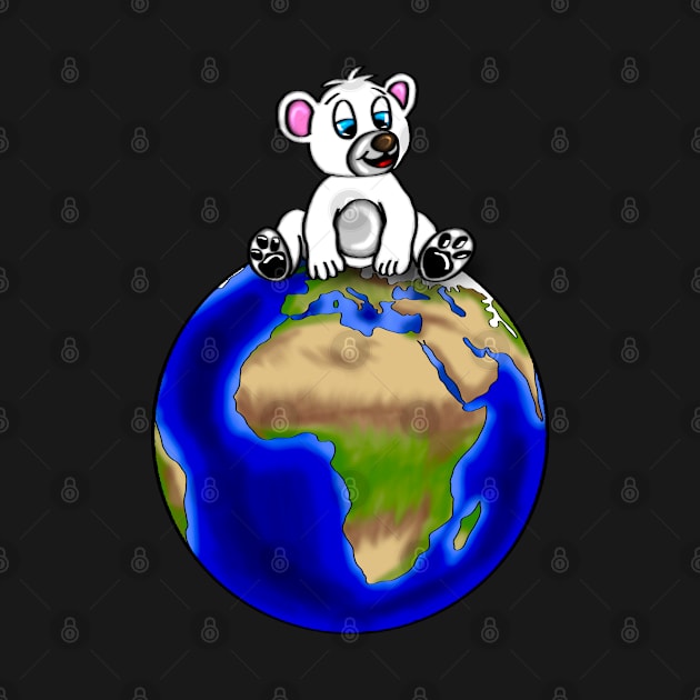 Cute crying Baby Ice Bear sitting on the globe by emyzingdesignz