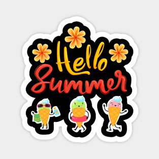 Hello Summer, Cute Floral beach vacation Magnet
