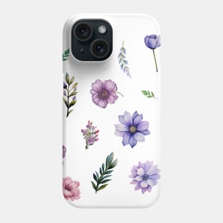 Spring flowers watercolor cottage-core set Phone Case