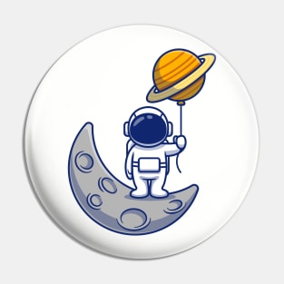 Cute Astronaut Standing On Moon Pin