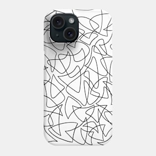 Abstract Overlapping Shapes, Drawing, Black on White Phone Case