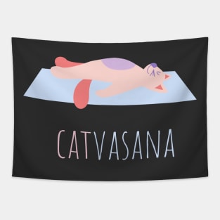 Savasana - Yoga Cat Catvasana Funny Relax Tapestry