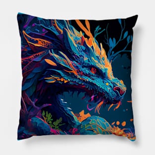 Blue wise dragon Pillow