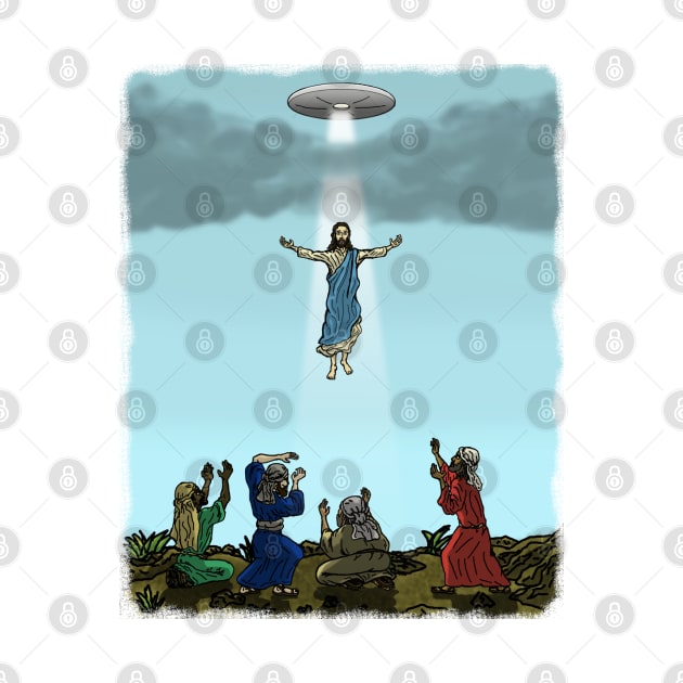 Jesus Rising Into UFO by SpaceAlienTees