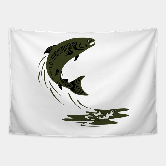 Speckled Trout  Jumping Retro Tapestry by retrovectors