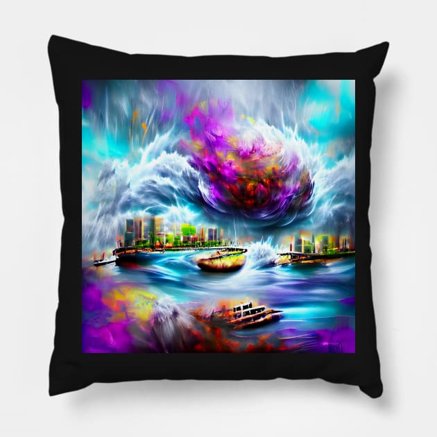 “Cyclone Bomb Over Manhattan” Pillow by Colette22