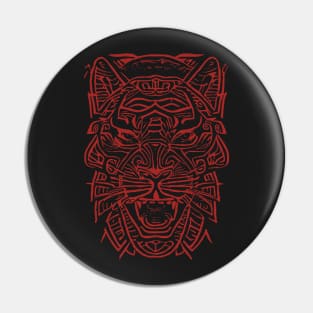 Tiger Tribal Tattoo Tiger With a Slightly Human Face Red Version Pin