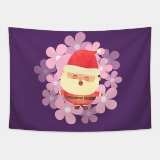 Retro vintage pink Santa Claus with vintage flower Tapestry