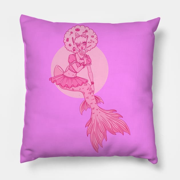 Candy Floss Mermaid Pillow by sushikittehh