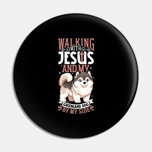 Jesus and dog - Greenland Dog Pin