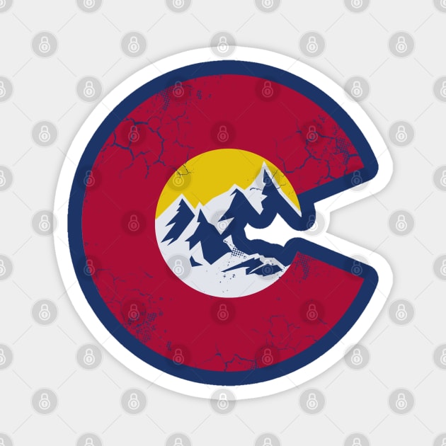 Colorado Mountains Flag Magnet by E