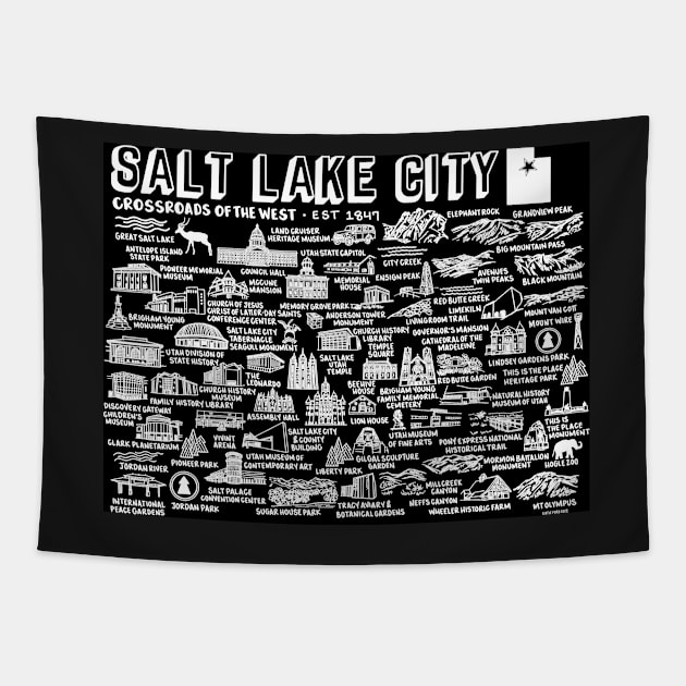 Salt Lake City Map Tapestry by fiberandgloss