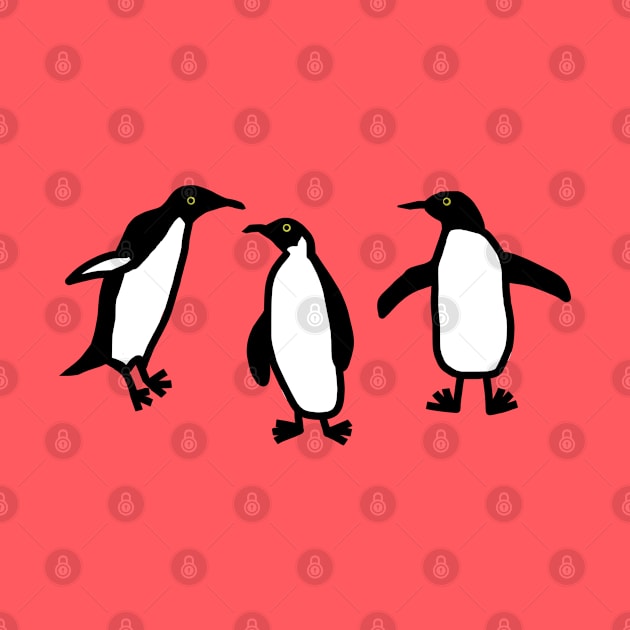 Cute Animals Doodle of Dancing Penguins by ellenhenryart