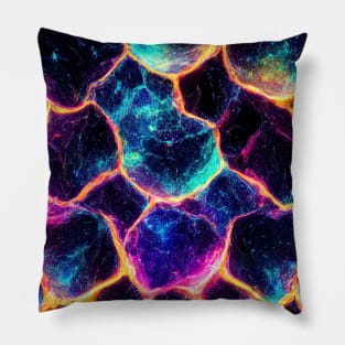 Geometric textile pattern design with neon light Pillow