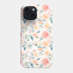 Watercolor Pink and Yellow Roses Flower Art Phone Case