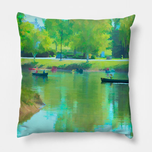 Canoeist Illustration Pillow by CanadianWild418