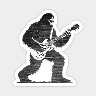 Sasquatch Bigfoot Rock On Guitar Legend Believer Retro Grunge Distress Magnet