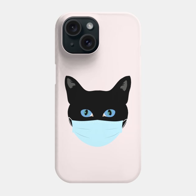 Black Cat Santa Mask 2020 Phone Case by designnas2