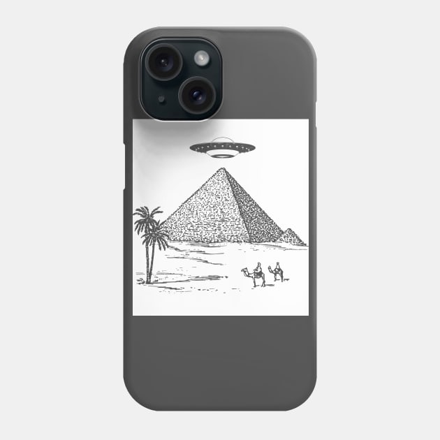 UFO Over Egyptian Pyramids Aliens and Spacecore Phone Case by Area51Merch