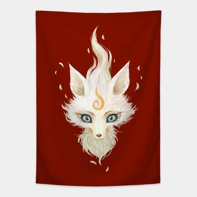 White fox Tapestry by Freeminds