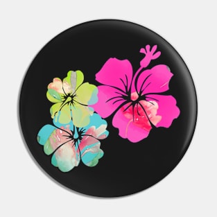 PixDezines Hibiscus Pink, Green+Blue Pin