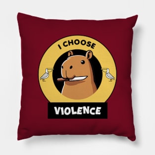 I Choose Violence Kawaii Capybara Pillow