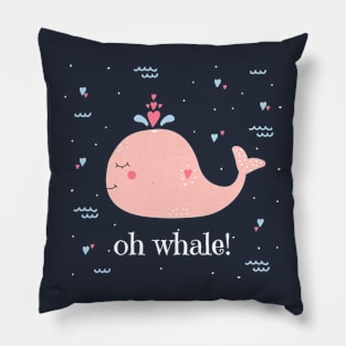 Oh Whale Cute Whale Illustration Pillow