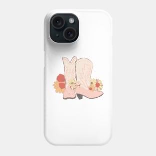 Pink and Cream Boots and Flowers Phone Case