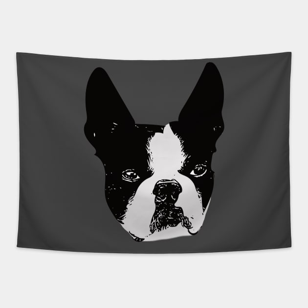 Boston Bull Terrier Face Tapestry by DoggyStyles