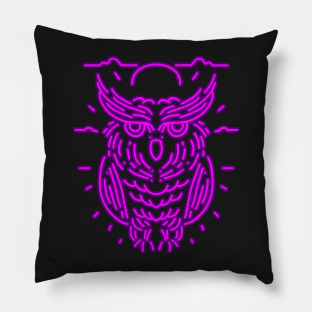 NEON OWL Pillow by Luckyart11