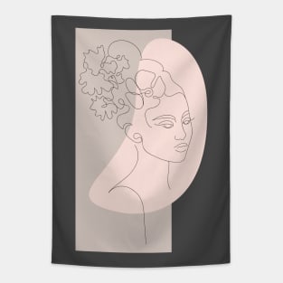 Face Woman Line Art Portrait Tapestry