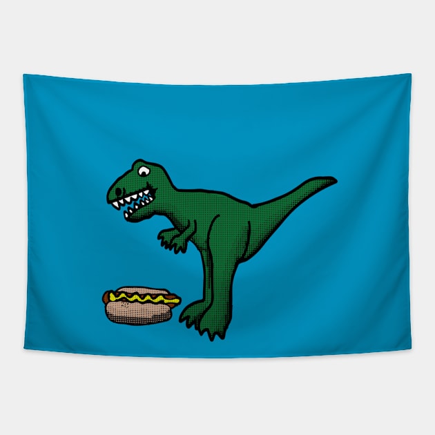 T-Rex and a Hotdog Tapestry by Eric03091978