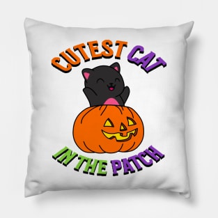 Cutest Black Cat in the Patch Pillow