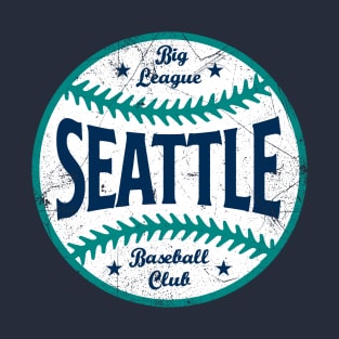 Seattle Retro Big League Baseball - Navy T-Shirt