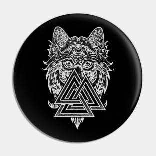 Valknut Symbol and wolf Pin