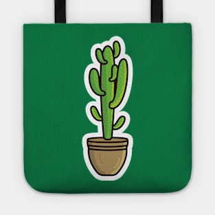 Green Cactus Plant In Vase Sticker vector illustration. Healthcare and Nature object icon concept. desert green cactus plant vector sticker design. Home plant cactus symbol graphic design. Tote