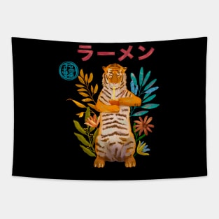 Tiger eating a ramen Tapestry