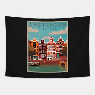 Amsterdam, Holland, Travel Poster Tapestry