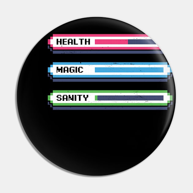 Video Game Sanity Bar - Funny RPG Stats Pin by Studio Mootant