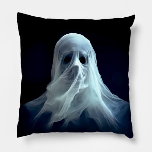Halloween Ghost 5: "Ghosts Are Real" Haunting Spirit on a Dark Background Pillow