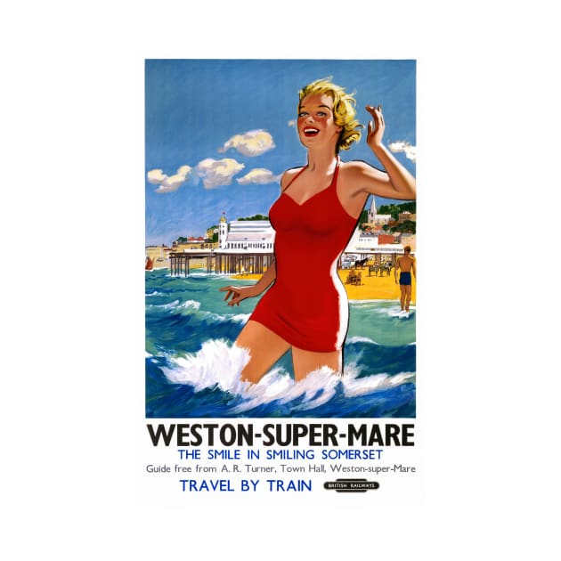 Vintage Travel Poster England Weston Super Mare by vintagetreasure